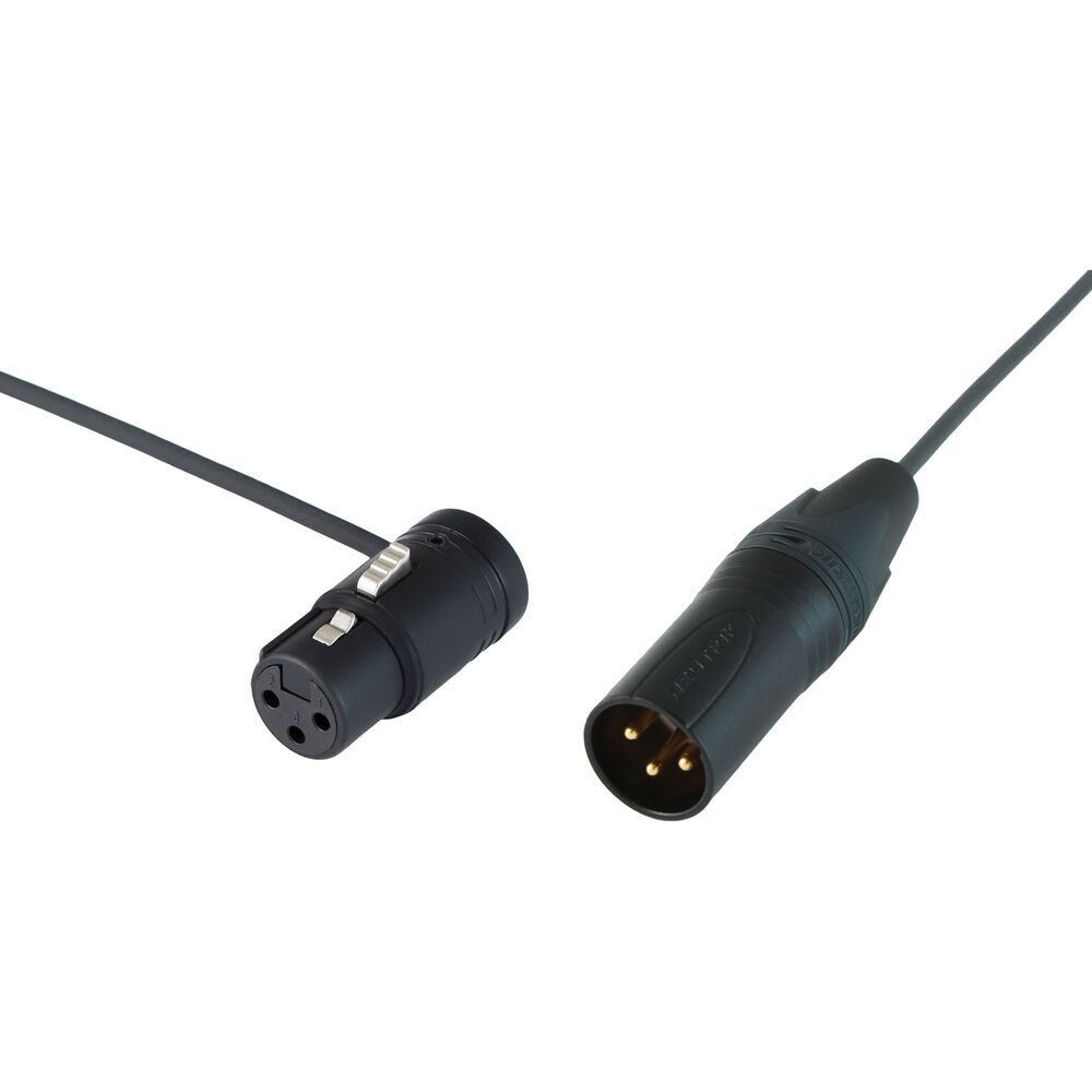 Cable Techniques Low-Profile Right-Angle XLR Female to Straight XLR Male Interconnect Cable (Black Ring/Cap, 24")