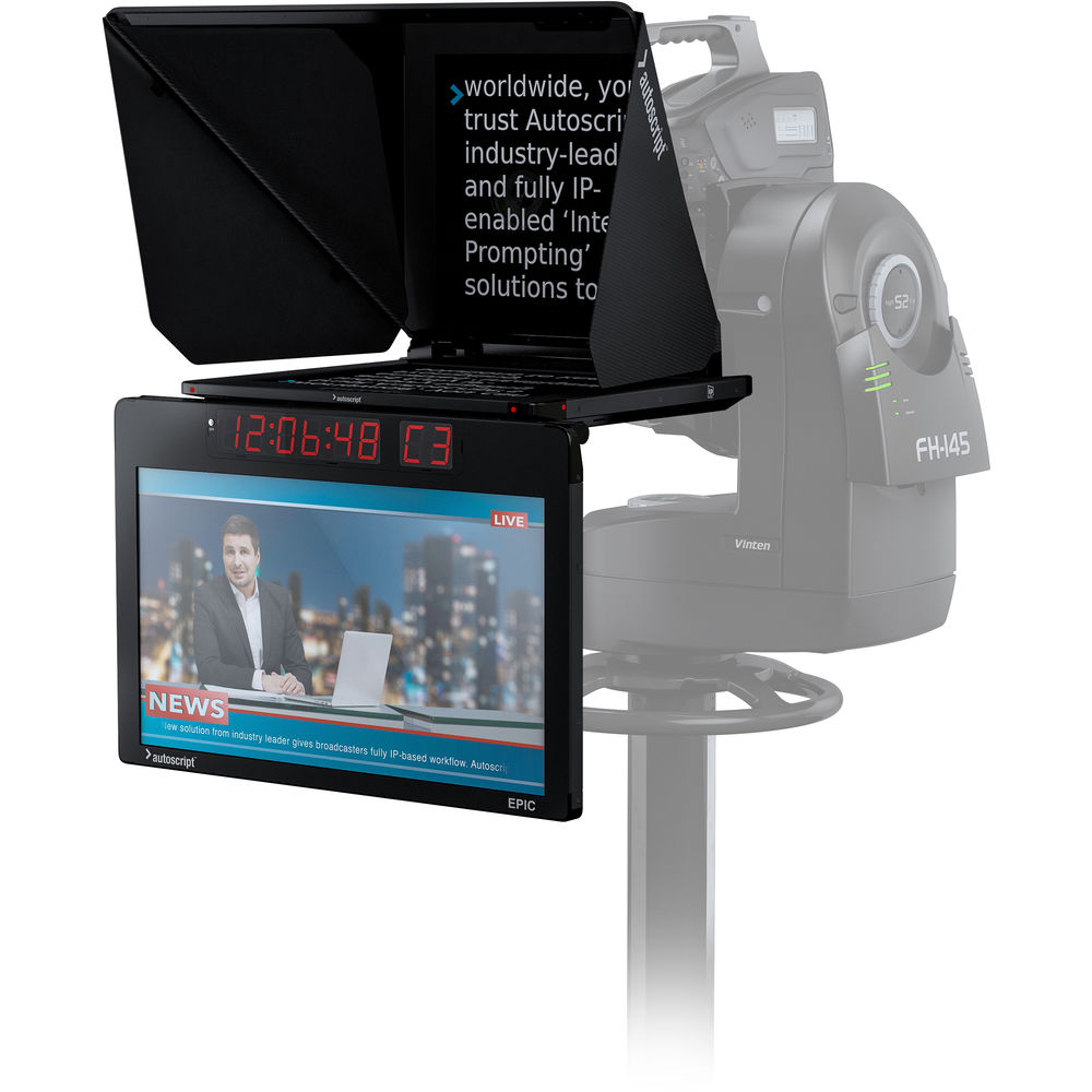 Autoscript Epic-IP On-Camera Package with 19" Prompt Monitor and Integrated 24" Talent Monitor