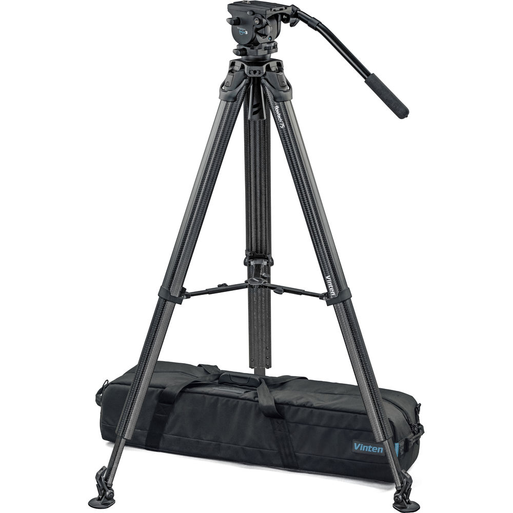 Vinten System Vision blue3 Head with Flowtech 75 Carbon Fiber Tripod, Mid-Level Spreader, and Rubber Feet