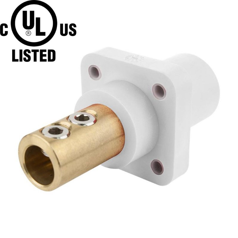 KUPO K-LOK 400A Single-pole Double Set Screw Male Receptacle- White