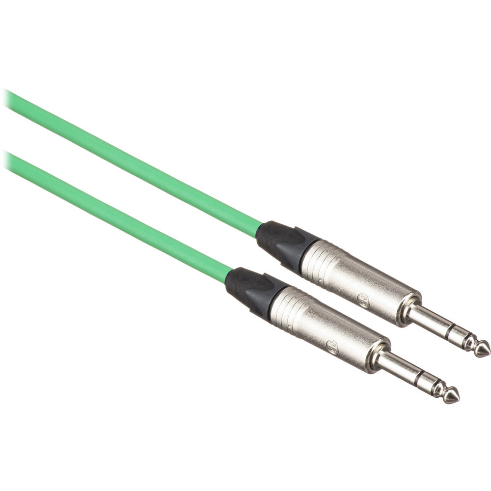 Canare Star Quad 1/4" TRS Male to 1/4" TRS Male Cable (Green, 1')