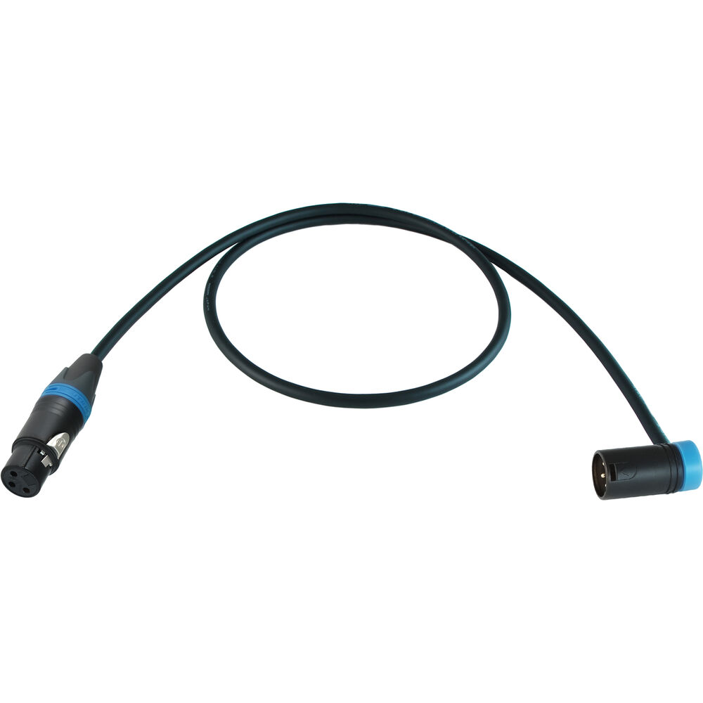 Cable Techniques Straight XLR Female to Low-Profile Right-Angle XLR Male Stage & Studio Mic Cable (Blue Ring/Cap, 3')
