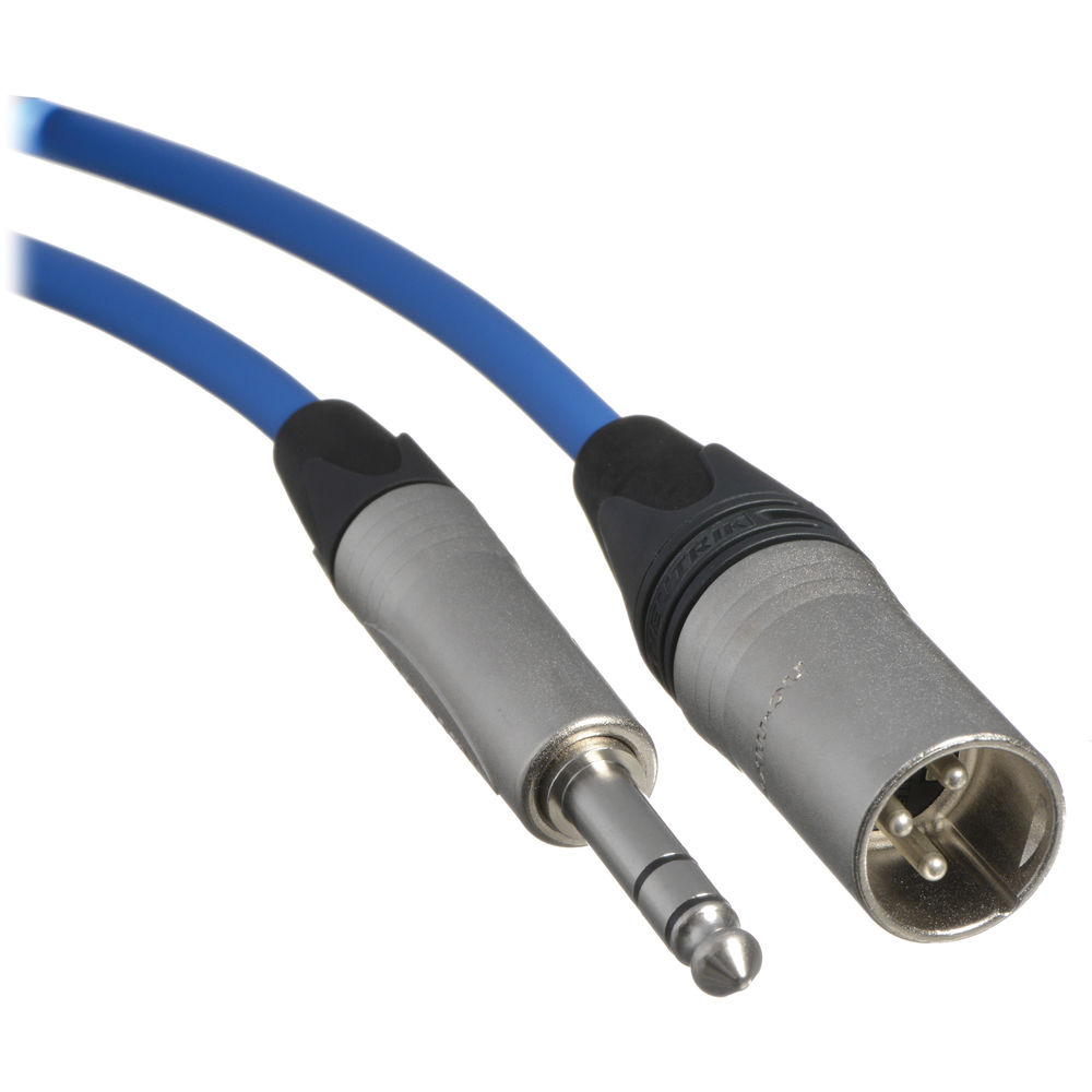 Canare Star Quad 3-Pin XLR Male to 1/4 TRS Male Cable (Blue, 100')