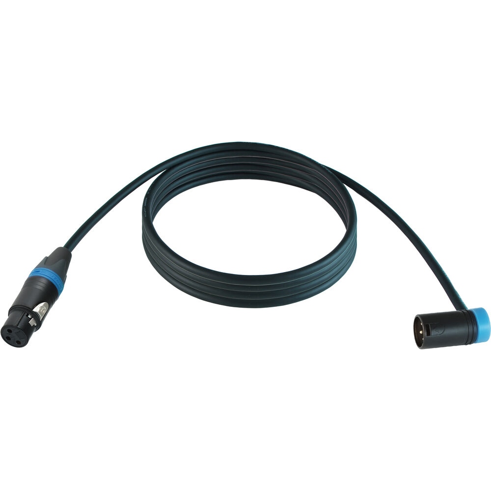 Cable Techniques Straight XLR Female to Low-Profile Right-Angle XLR Male Stage & Studio Mic Cable (Blue Ring/Cap, 25')