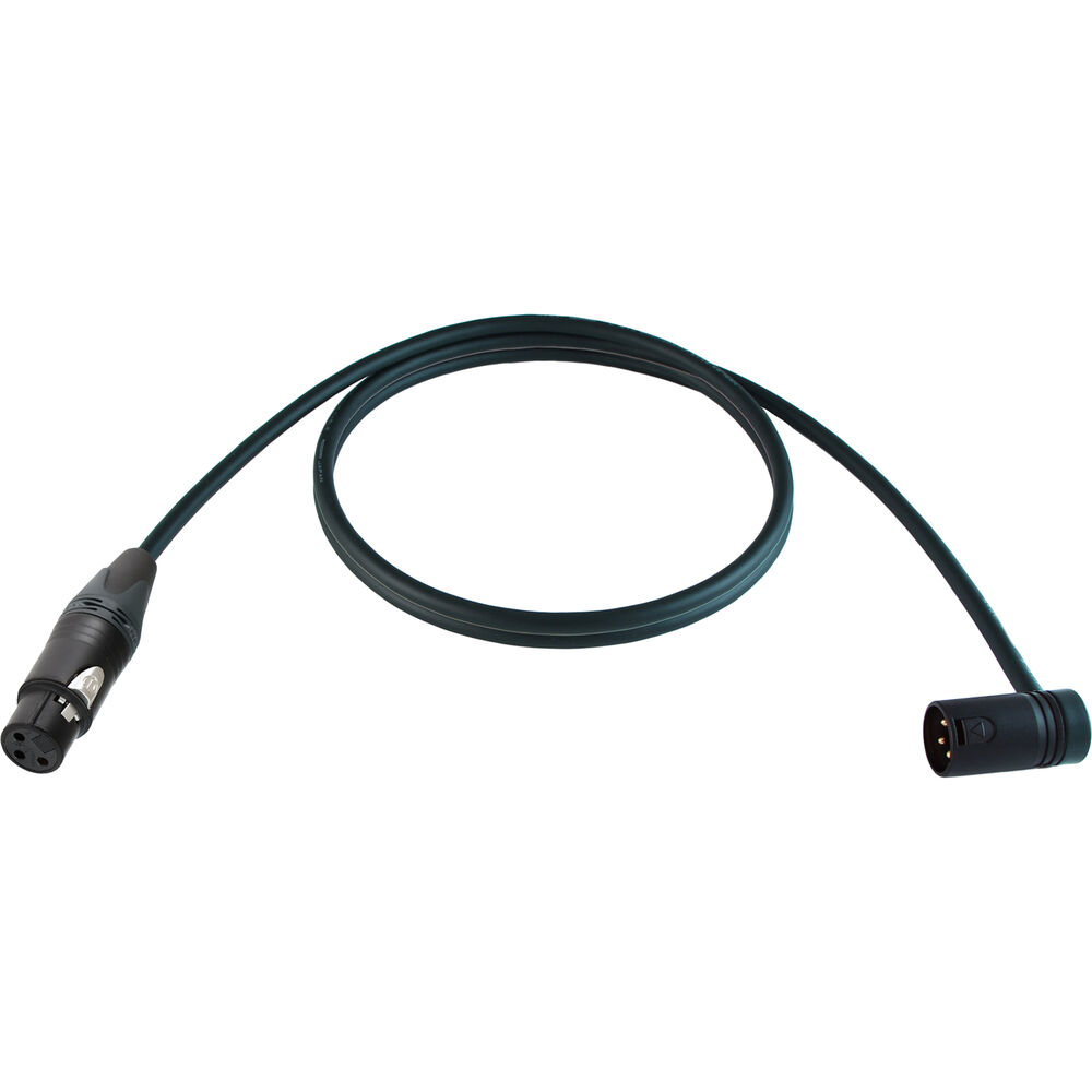 Cable Techniques Straight XLR Female to Low-Profile Right-Angle XLR Male Premium QUAD Cable (Black Cap, 6')