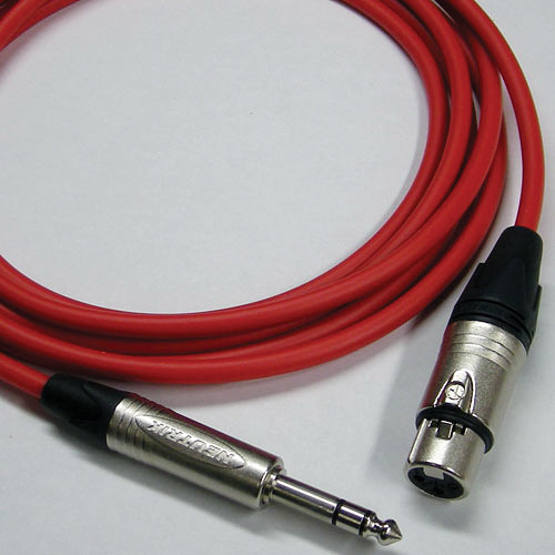 Canare Star Quad 3-Pin XLR Female to 1/4" TRS Male Cable (Red, 25')