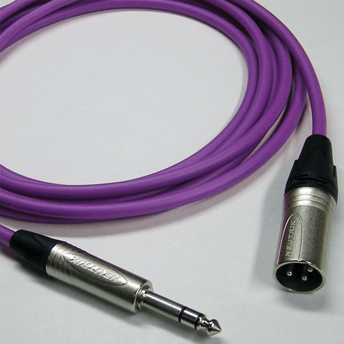 Canare Star Quad 3-Pin XLR Male to 1/4 TRS Male Cable (Purple, 2')