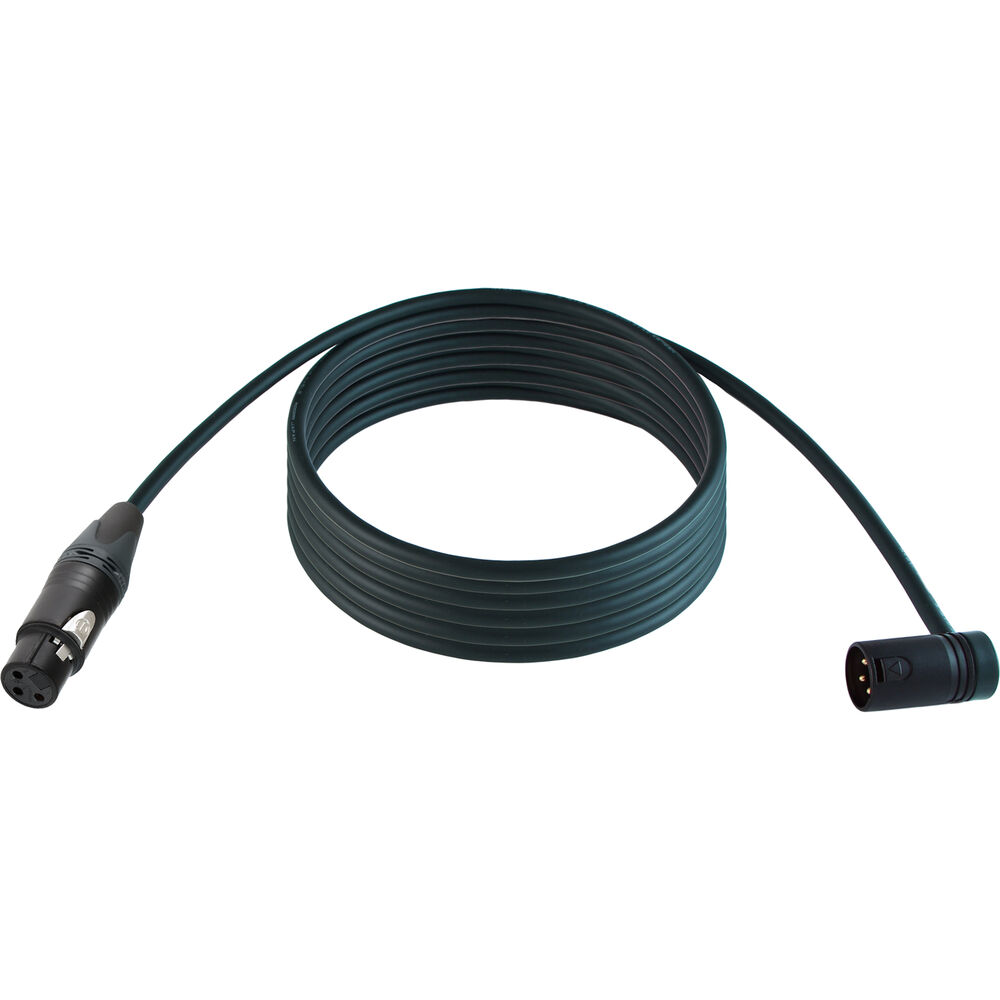 Cable Techniques Straight XLR Female to Low-Profile Right-Angle XLR Male Stage & Studio Mic Cable (Black Ring/Cap, 50')