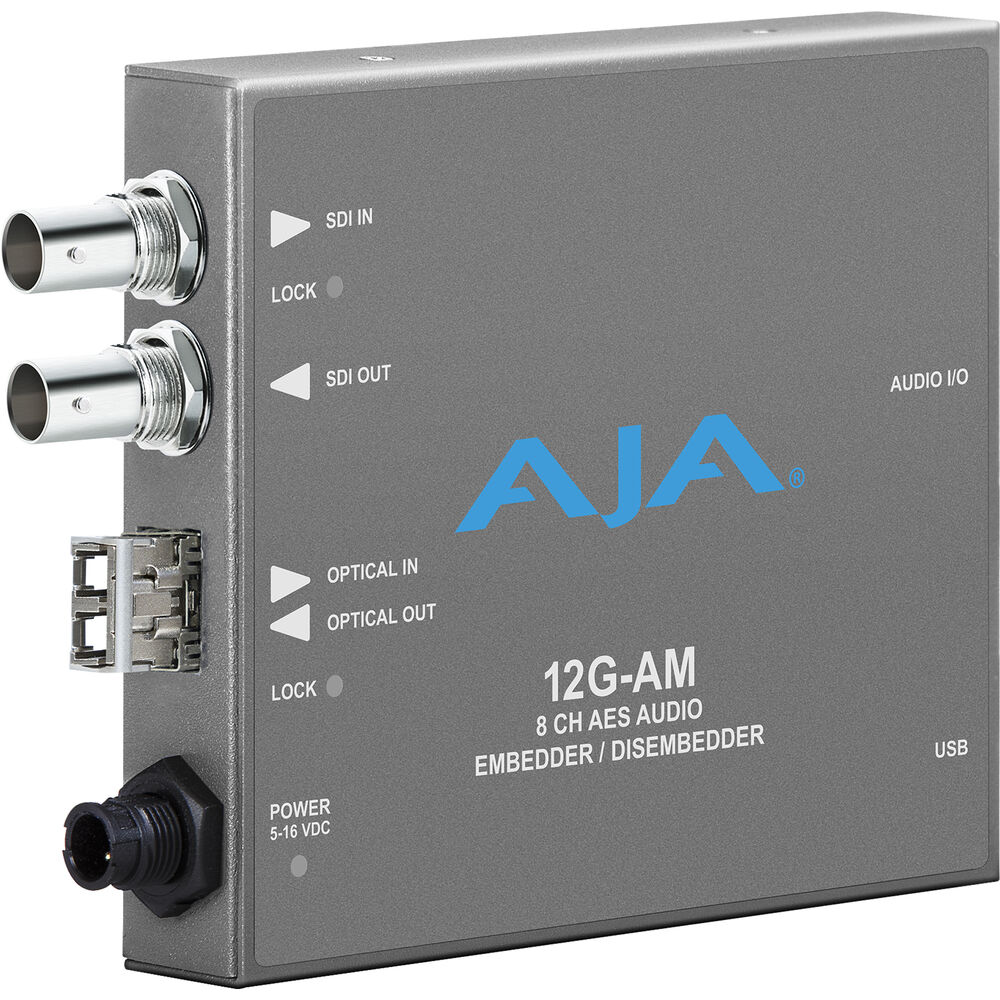 AJA 12G-SDI 8-Channel AES Audio Embedder/Disembedder with LC Fiber Tx SFP