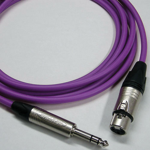 Canare Star Quad 3-Pin XLR Female to 1/4" TRS Male Cable (Purple, 1')