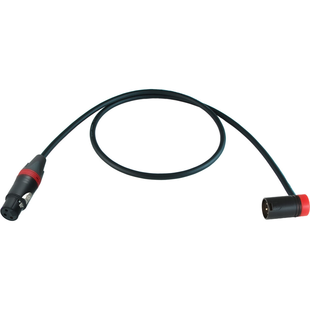 Cable Techniques Straight XLR Female to Low-Profile Right-Angle XLR Male Stage & Studio Mic Cable (Red Ring/Cap, 3')