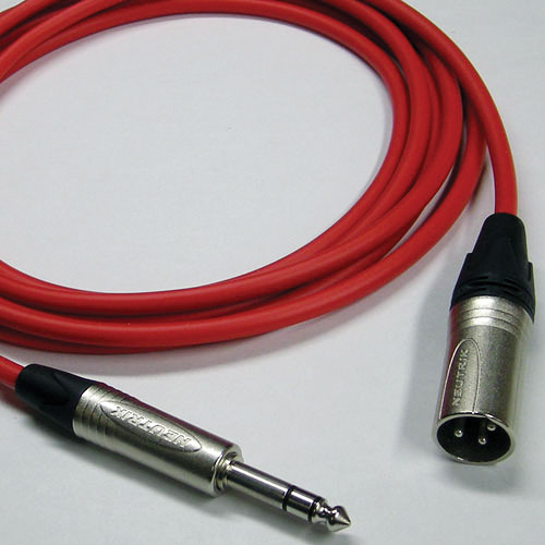 Canare Star Quad 3-Pin XLR Male to 1/4 TRS Male Cable (Red, 25')