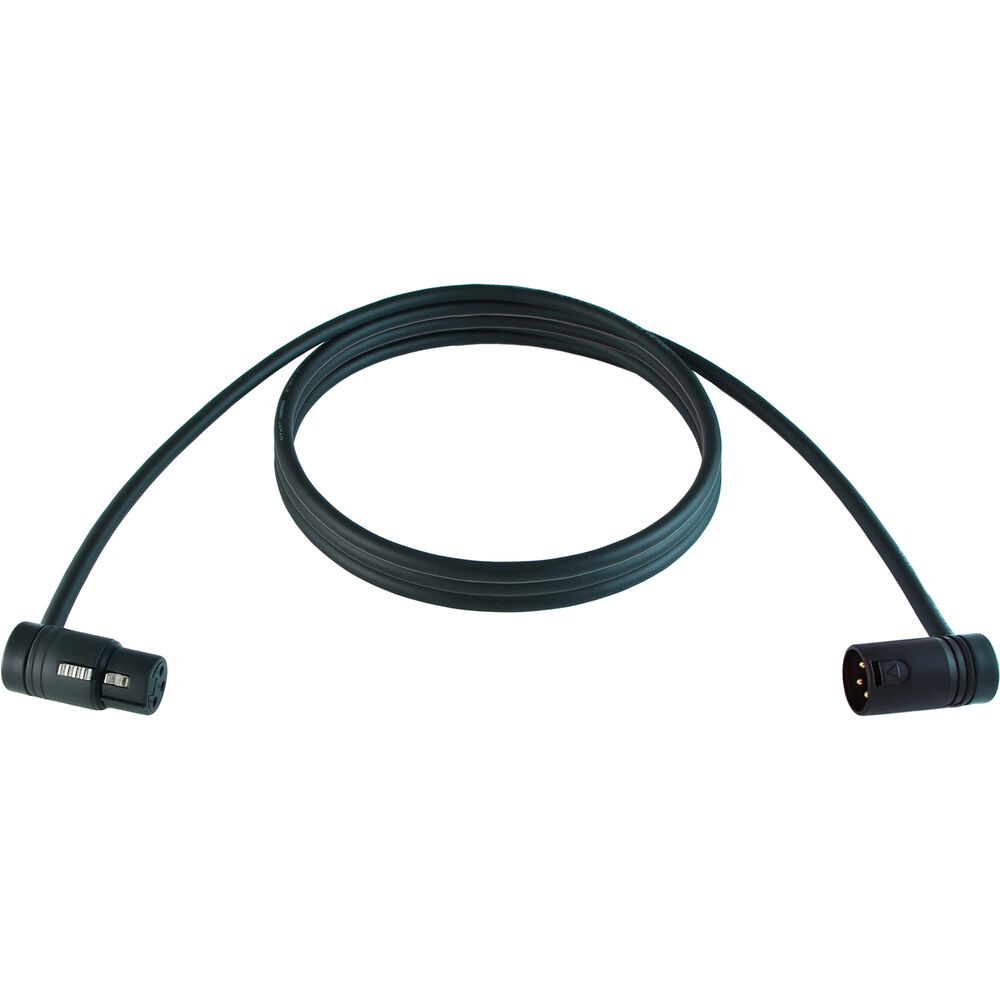 Cable Techniques Low-Profile Right-Angle XLR Female to Low-Profile Right-Angle XLR Male Premium QUAD Cable (Black Cap, 10')