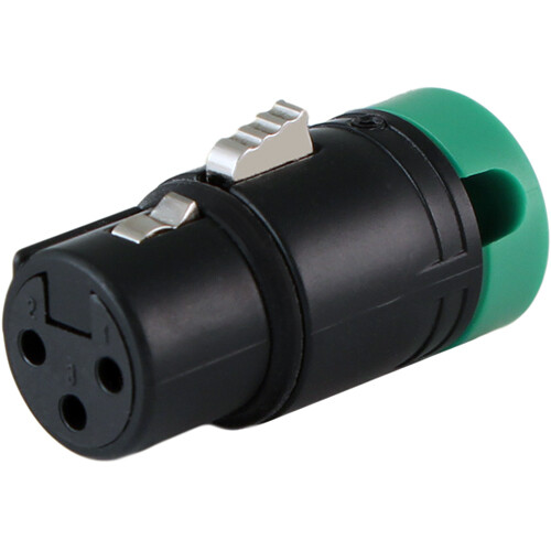 Cable Techniques Low-Profile Right-Angle XLR 3-Pin Female Connector (Large Outlet, A-Shell, Green Cap)
