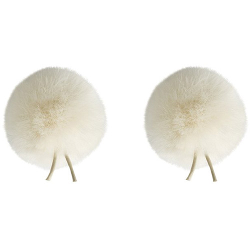 Bubblebee Industries Twin Windbubbles Miniature Imitation-Fur Windscreen Set for Lav Mics 5 to 8mm (Off-White)
