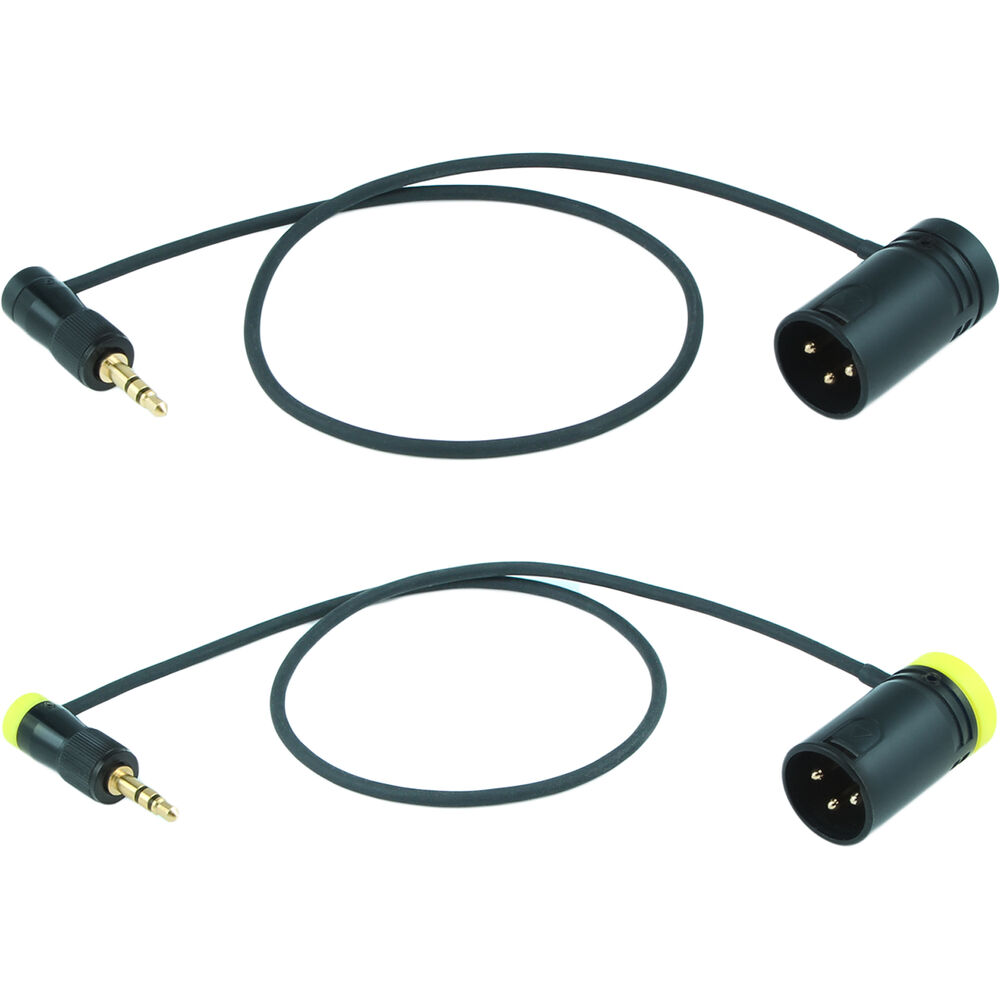 Cable Techniques Right-Angle Locking 3.5mm TRS to Low-Profile XLR Male Cables for Sony URX-P41D (15", Pair)