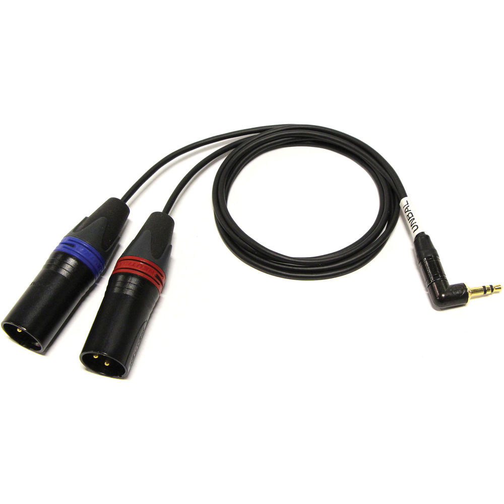 Cable Techniques 3.5mm TRS Right Angle to Two 3-Pin XLR Male Tape Output Y-Cable Adapter for Sound Devices (24")