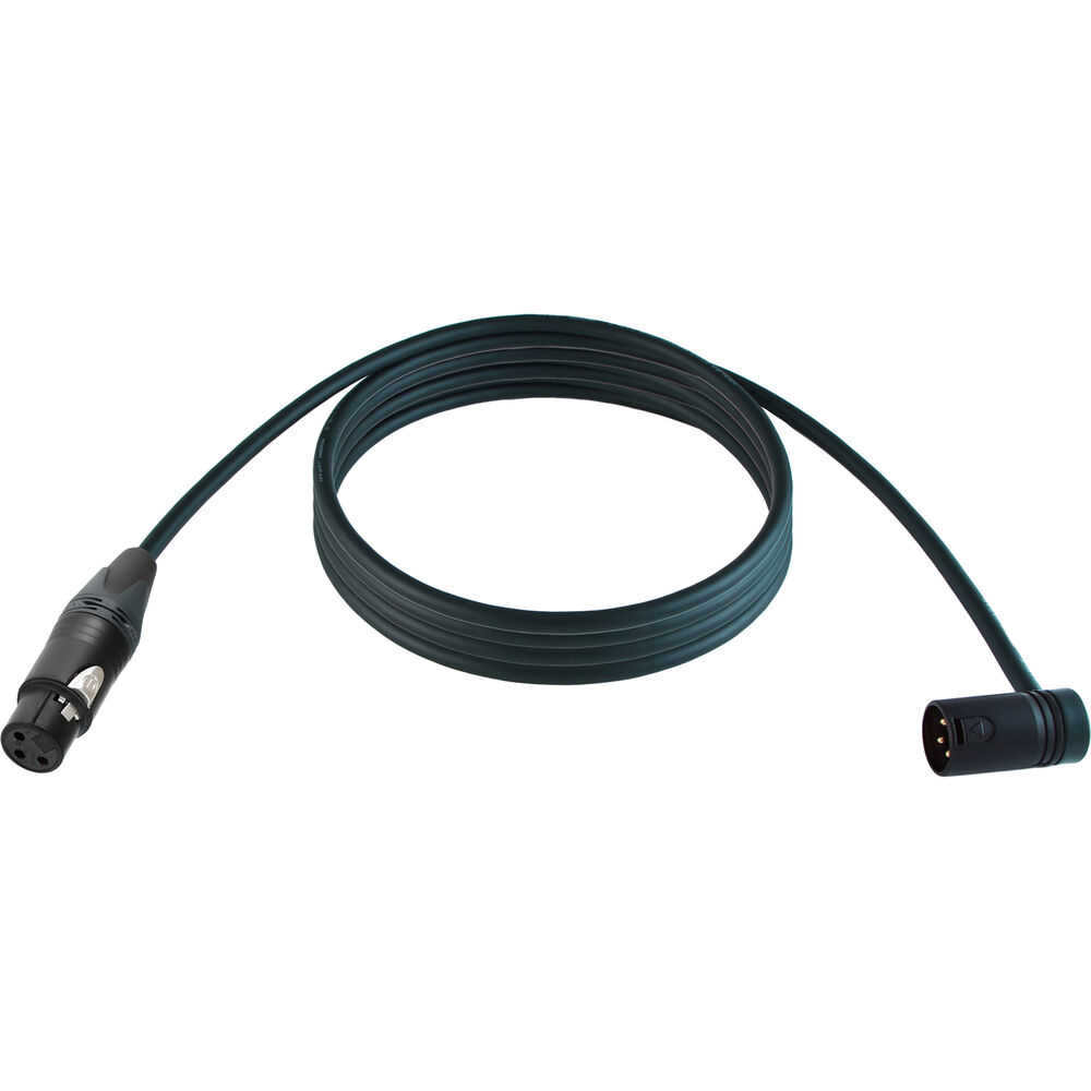 Cable Techniques Straight XLR Female to Low-Profile Right-Angle XLR Male Premium QUAD Cable (Black Cap, 25')