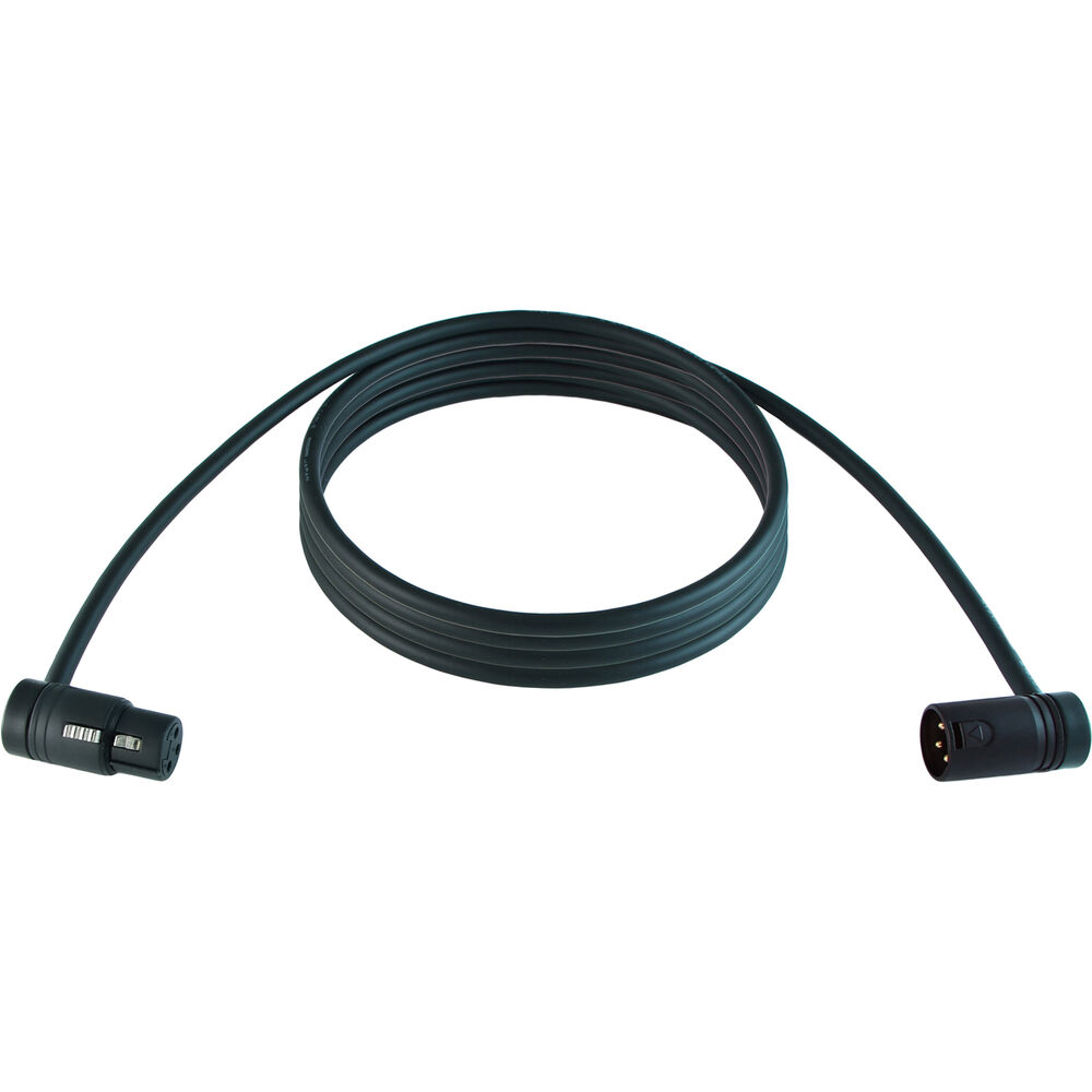 Cable Techniques Low-Profile Right-Angle XLR Female to Low-Profile Right-Angle XLR Male Premium QUAD Cable (Black Cap, 25')