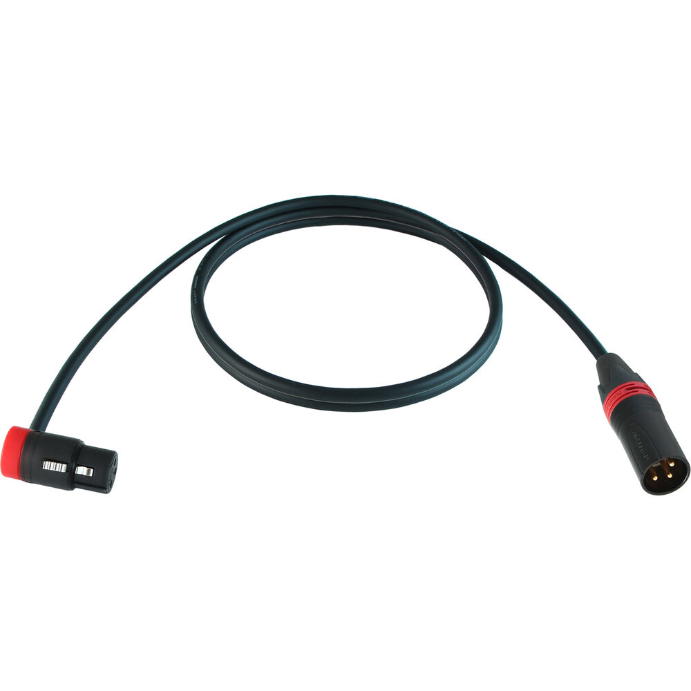 Cable Techniques Low-Profile Right-Angle XLR Female to Straight XLR Male Stage & Studio Mic Cable (Red Ring/Cap, 6')