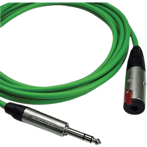 Canare Starquad TRSM-TRSF Extension Cable (Green, 3')
