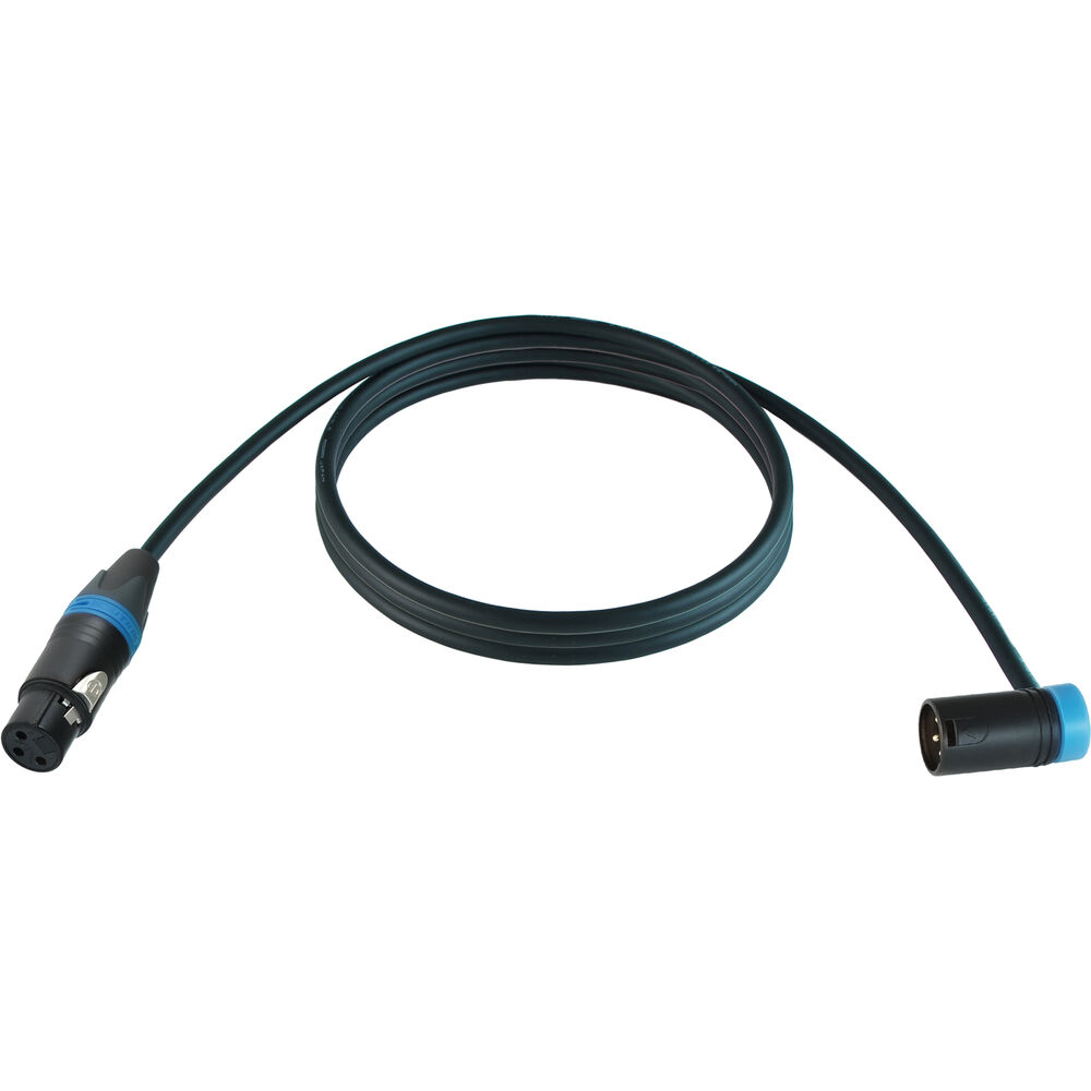 Cable Techniques Straight XLR Female to Low-Profile Right-Angle XLR Male Stage & Studio Mic Cable (Blue Ring/Cap, 10')