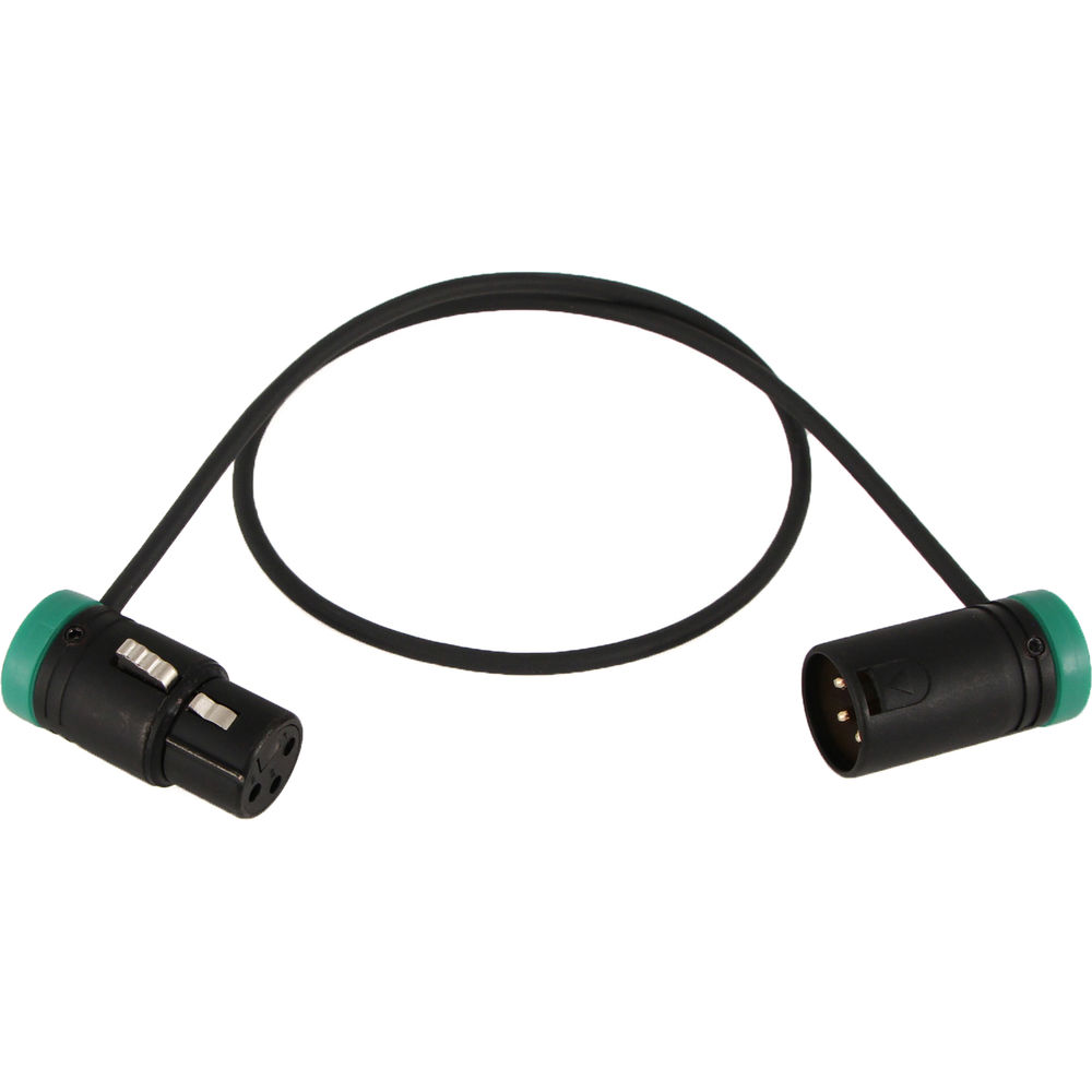 Cable Techniques Low-Profile, 3-Pin XLR Female to 3-Pin XLR Male Adjustable-Angle Cable (Green Caps, 24")