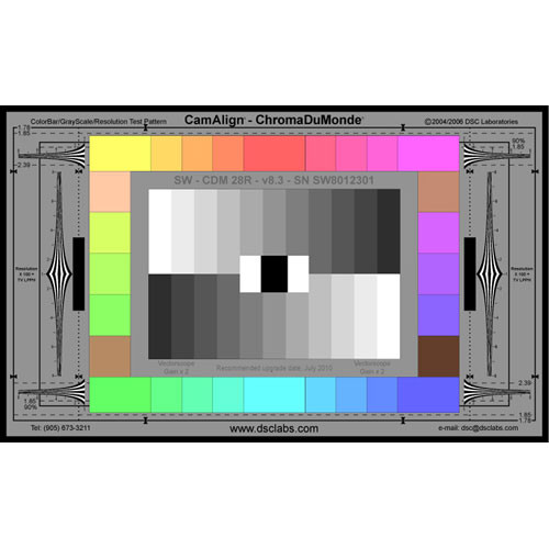 DSC Labs ChromaDuMonde 28-R Standard CamAlign Chip Chart with Resolution Trumpets