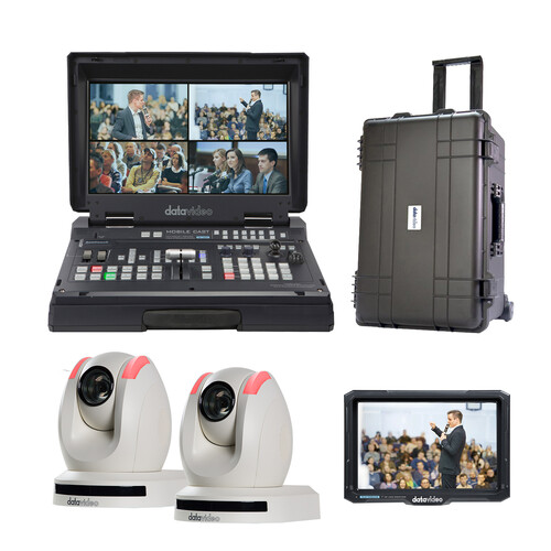 Datavideo Streaming Studio Kit with Mobile Switcher, 7" Monitor & 2 x PTZ Cameras (White)