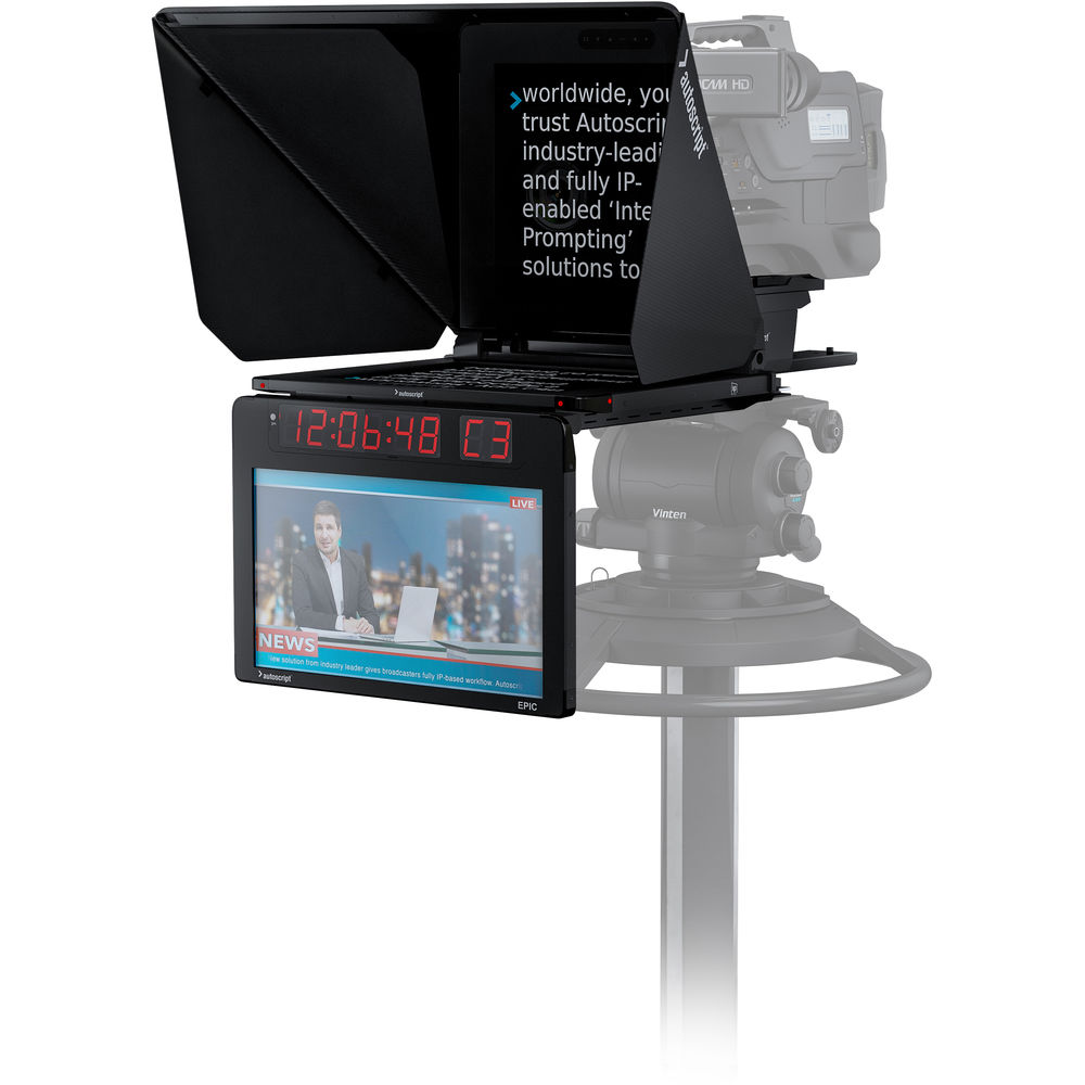 Autoscript Epic-IP On-Camera Package with 15" Prompt Monitor and Integrated 15" Talent Monitor