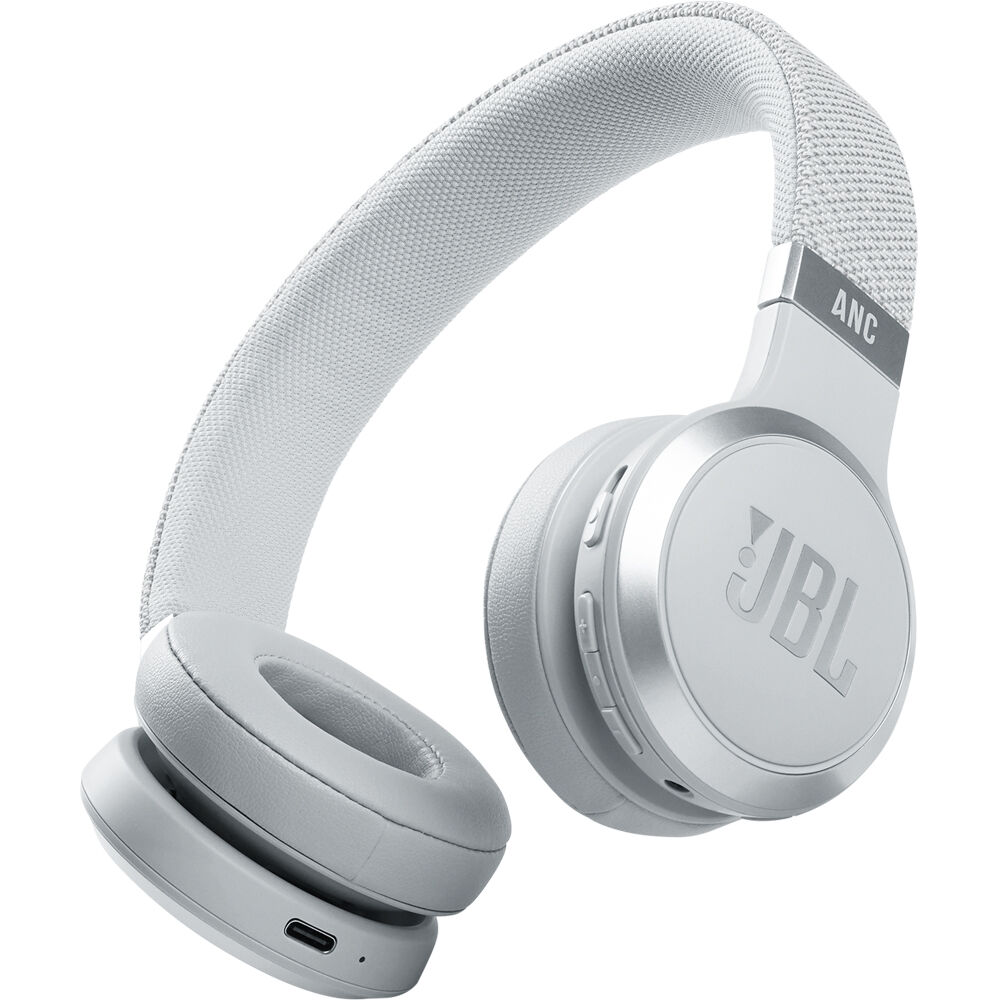 JBL Live 460NC Noise-Canceling Wireless On-Ear Headphones (White)