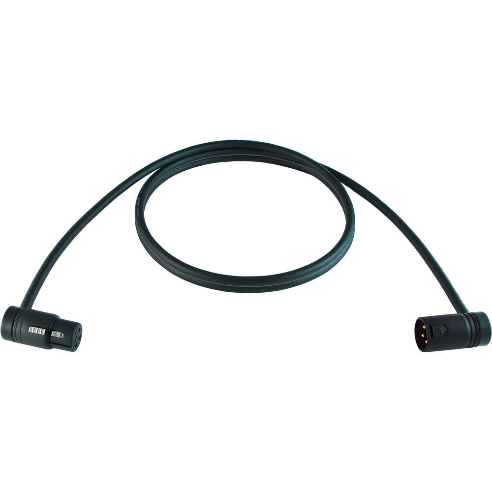 Cable Techniques Low-Profile Right-Angle XLR Female to Low-Profile Right-Angle XLR Male Premium QUAD Cable (Black Cap, 6')