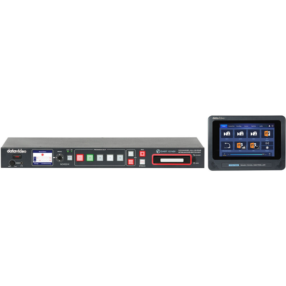 Datavideo iCast 10NDI 5-Channel 1080p Streaming Switcher and TPC-700P Controller