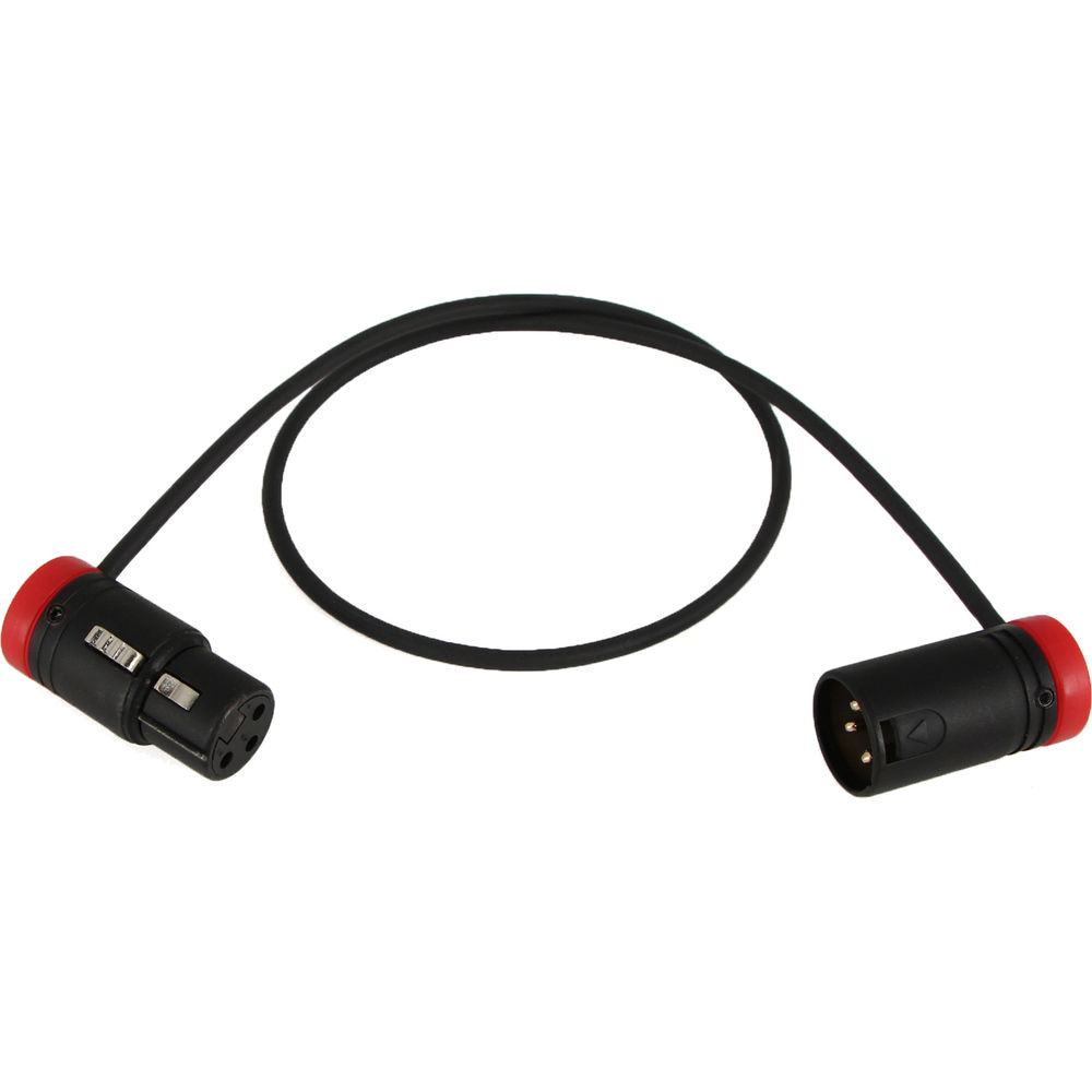 Cable Techniques Low-Profile, 3-Pin XLR Female to 3-Pin XLR Male Adjustable-Angle Cable (Red Caps, 24")