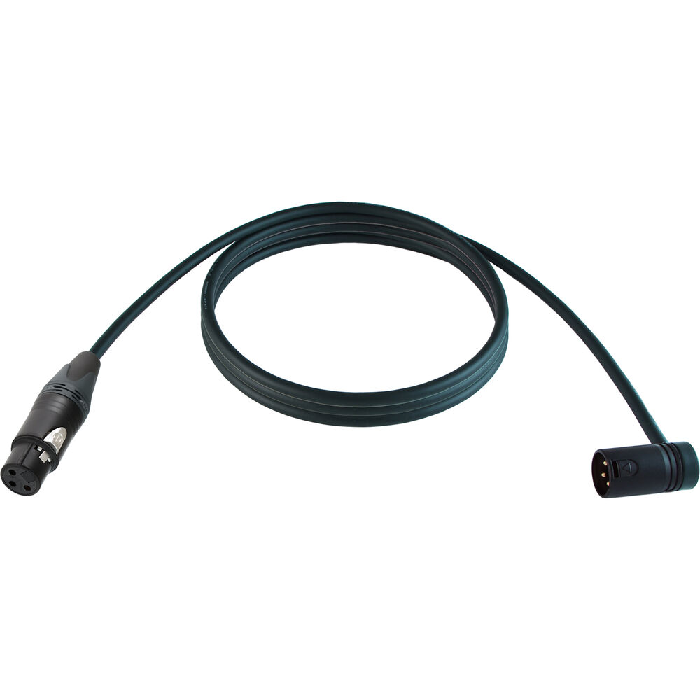 Cable Techniques Straight XLR Female to Low-Profile Right-Angle XLR Male Premium QUAD Cable (Black Cap, 10')