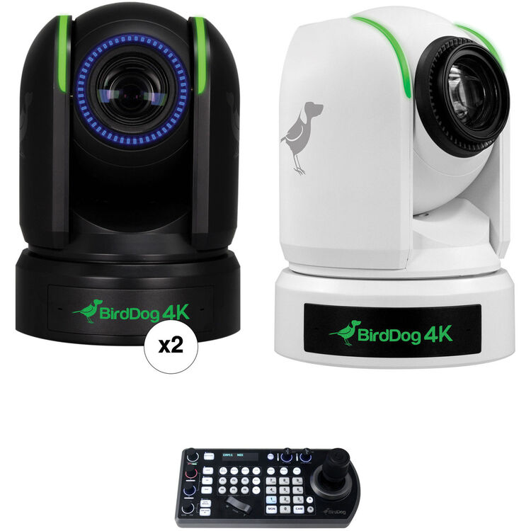 BirdDog 3 x P400 4K Full NDI PTZ Cameras and PTZ Keyboard Kit (1 x Black, 2 x White)