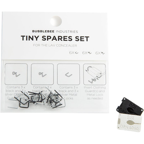 Bubblebee Industries Tiny Spares Set for Lav Concealer (6 Sets, Silver/Black)