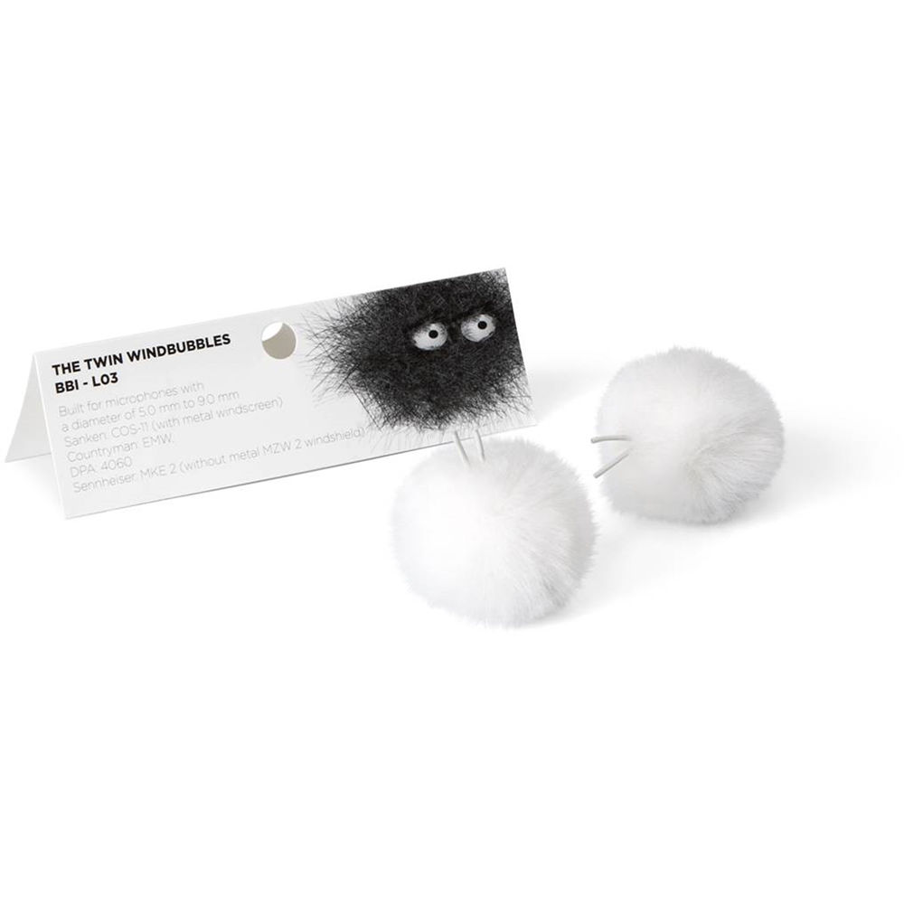 Bubblebee Industries Furry Windbubbles for Lavalier Microphones 3 to 4mm (White, 2-Pack)