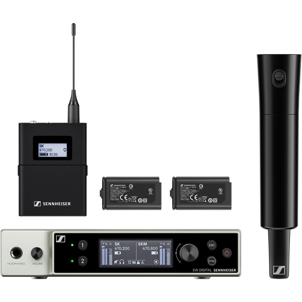 Sennheiser EW-DX SK-SKM-S BASE SET Dual-Channel Digital Wireless System with Bodypack & Handheld Transmitters, No Mics (R1-9: 520 to 607 MHz)