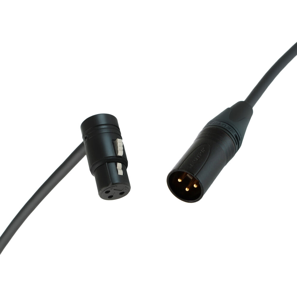 Cable Techniques Low-Profile Right-Angle XLR Female to Straight XLR Male Premium QUAD Cable (Black Cap, 25')