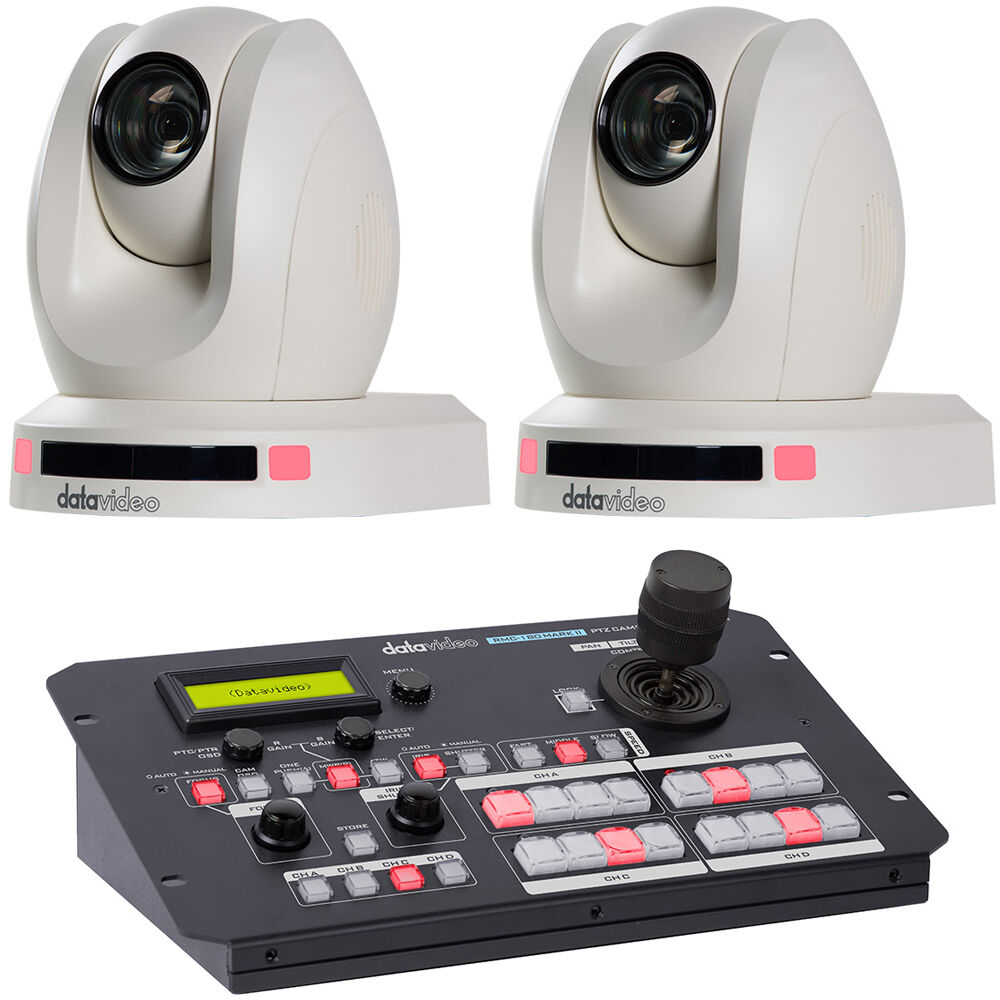 Datavideo 2 x PTC-140 Camera Kit with RMC-180 Mark II Controller (White)