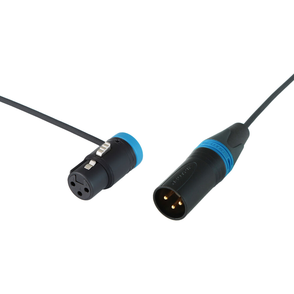 Cable Techniques Low-Profile Right-Angle XLR Female to Straight XLR Male Interconnect Cable (Blue Ring/Cap, 24")