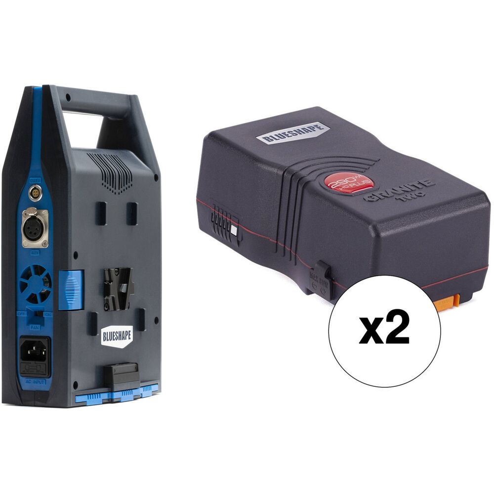 BLUESHAPE Dual Charger with XLR Power Output and Two 290Wh Battery Kit (V-Mount)