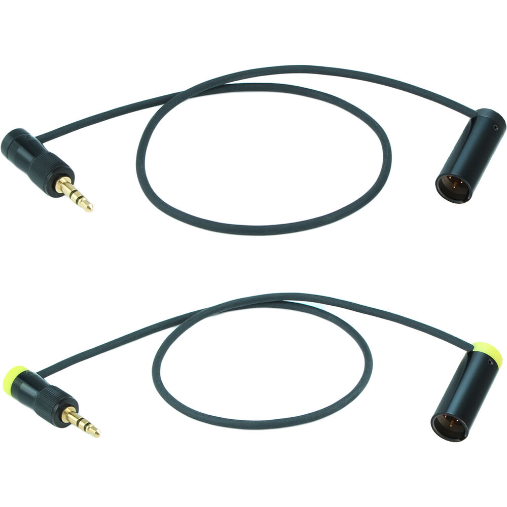 Cable Techniques Right-Angle Locking 3.5mm TRS to Low-Profile TA3M Cable for Sony URX-P41D (15", 2-Pack)