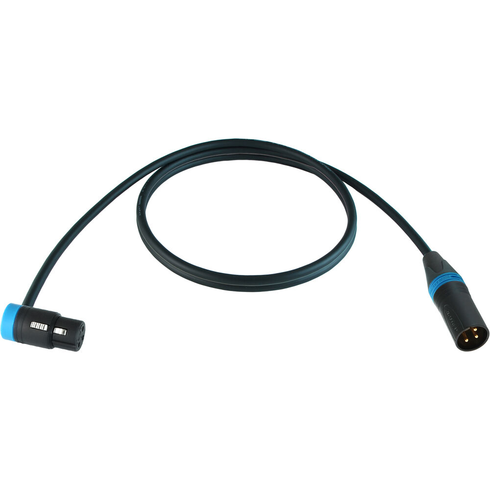 Cable Techniques Low-Profile Right-Angle XLR Female to Straight XLR Male Stage & Studio Mic Cable (Blue Ring/Cap, 6')