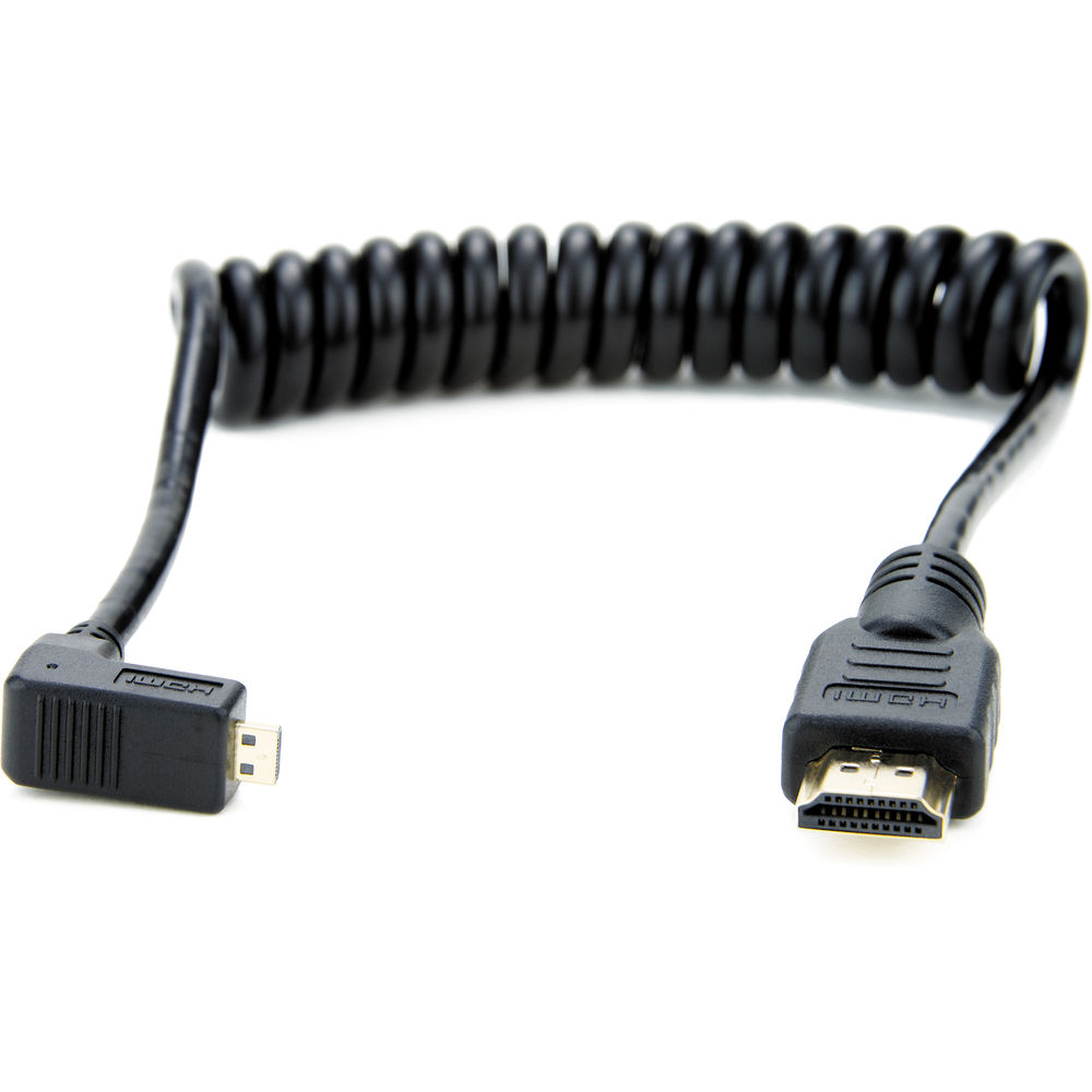 Atomos Coiled Right-Angle Micro-HDMI to HDMI Cable (11.8 to 17.7")