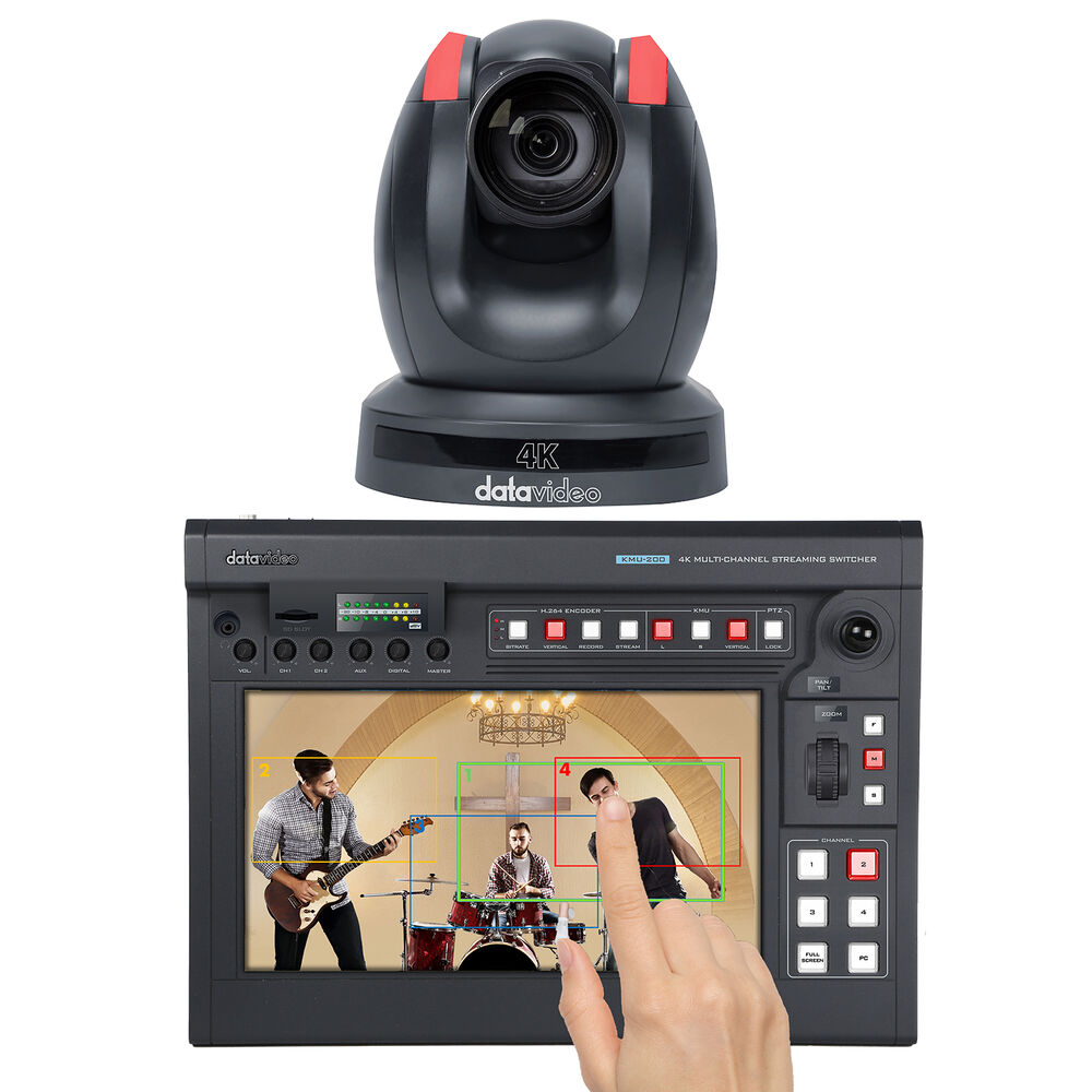 Datavideo PTC-280 4K PTZ Camera and KMU-200 Video Switcher/Recorder Kit