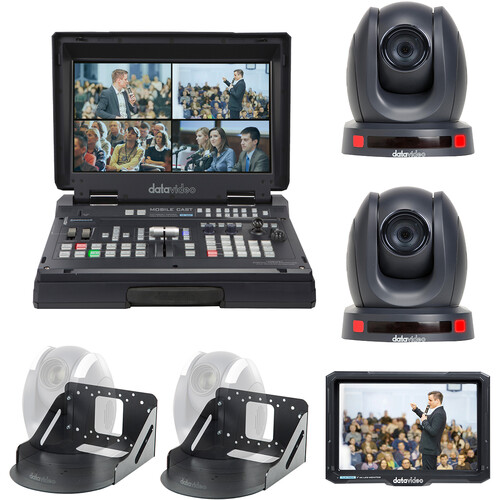 Datavideo HS-1600T Mark II Portable Web Production Studio with 2 x PTZ Cameras & Wall Mounts (Black)