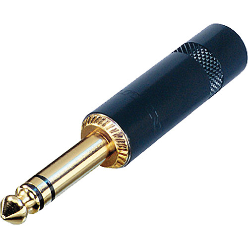 Neutrik REAN NYS228BG Stereo 3-Pole 1/4" Phone Plug (Black Handle, Gold Plated Contacts)