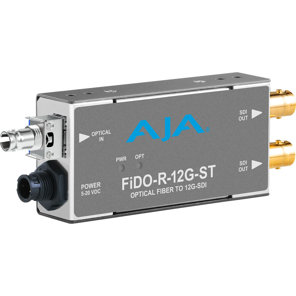 AJA FiDO-R-12G-ST Single-Channel ST Fiber to 12G-SDI Mini Converter